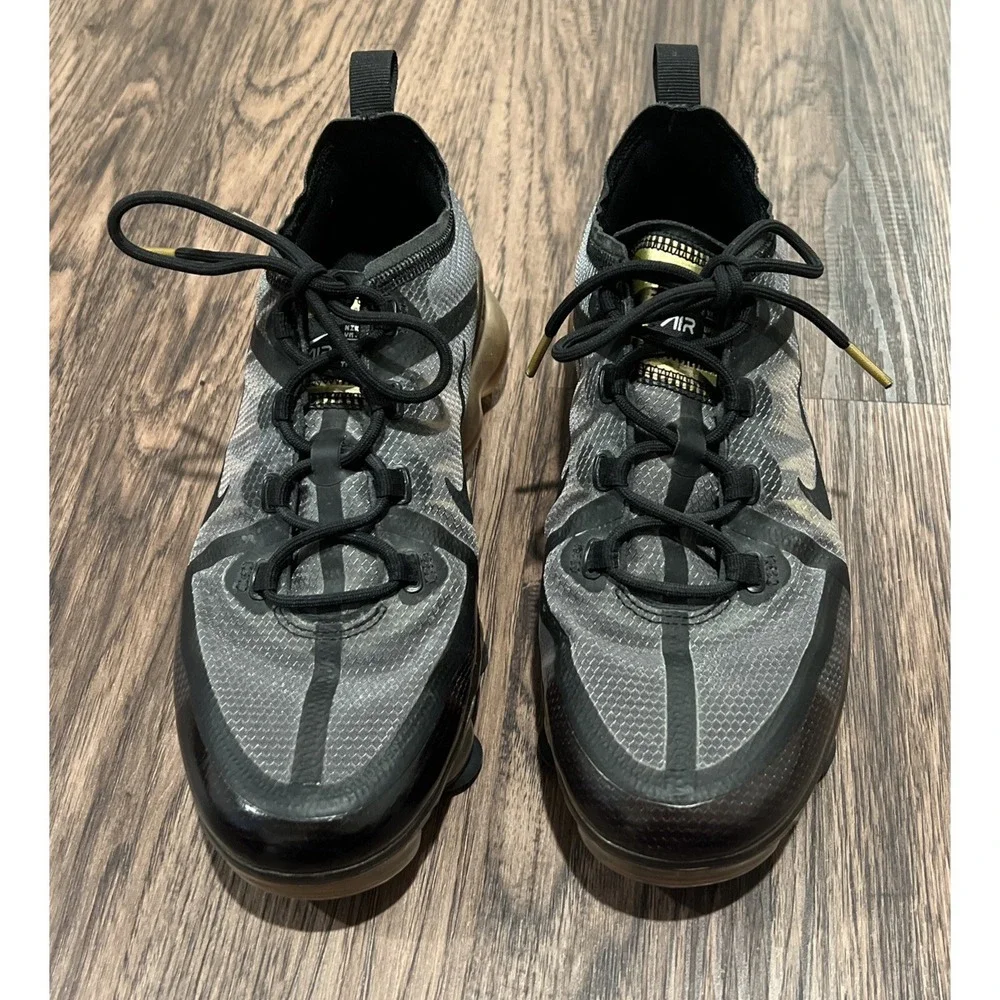 Nike Air VaporMax Black Gold Shoes Size 7Y AJ2616-006 Running Walking Shoes 2018